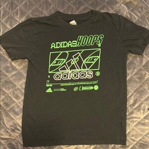 Adidas Black and Green Graphic T-Shirt